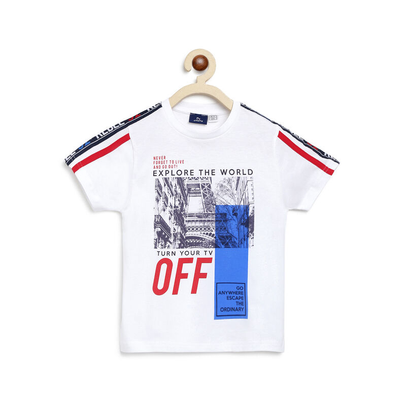 Boys White Short Sleeve Knitted T-Shirt image number null